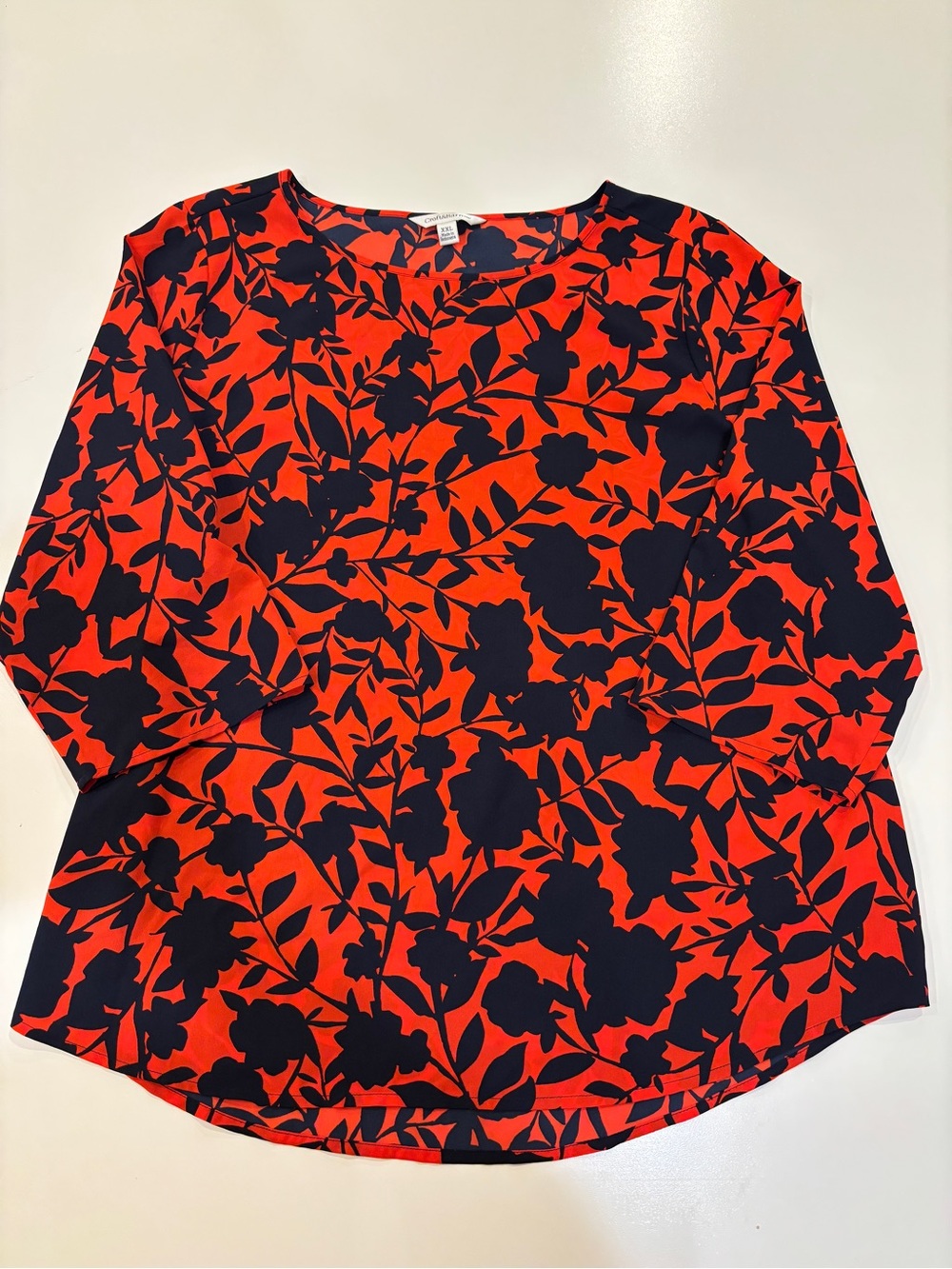 croft & barrow Red Tunic with Navy Floral‎ Print
